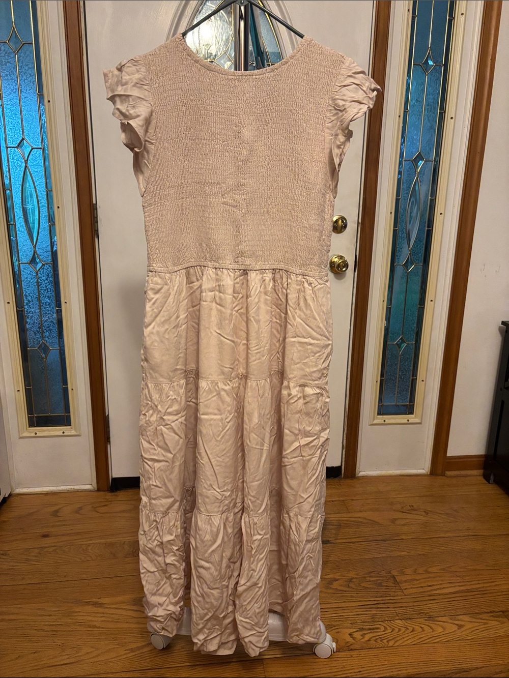 Beige Tiered Midi Dress